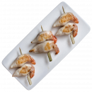 Tiger prawn stuffed baby squid skewers (3 pieces)
